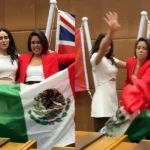 Elsa García aventó la bandera de México; genera polémica (Video)